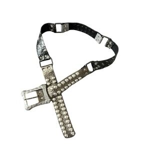 Leatherock size 34 metallic studded croc /snake embossed western womens belt